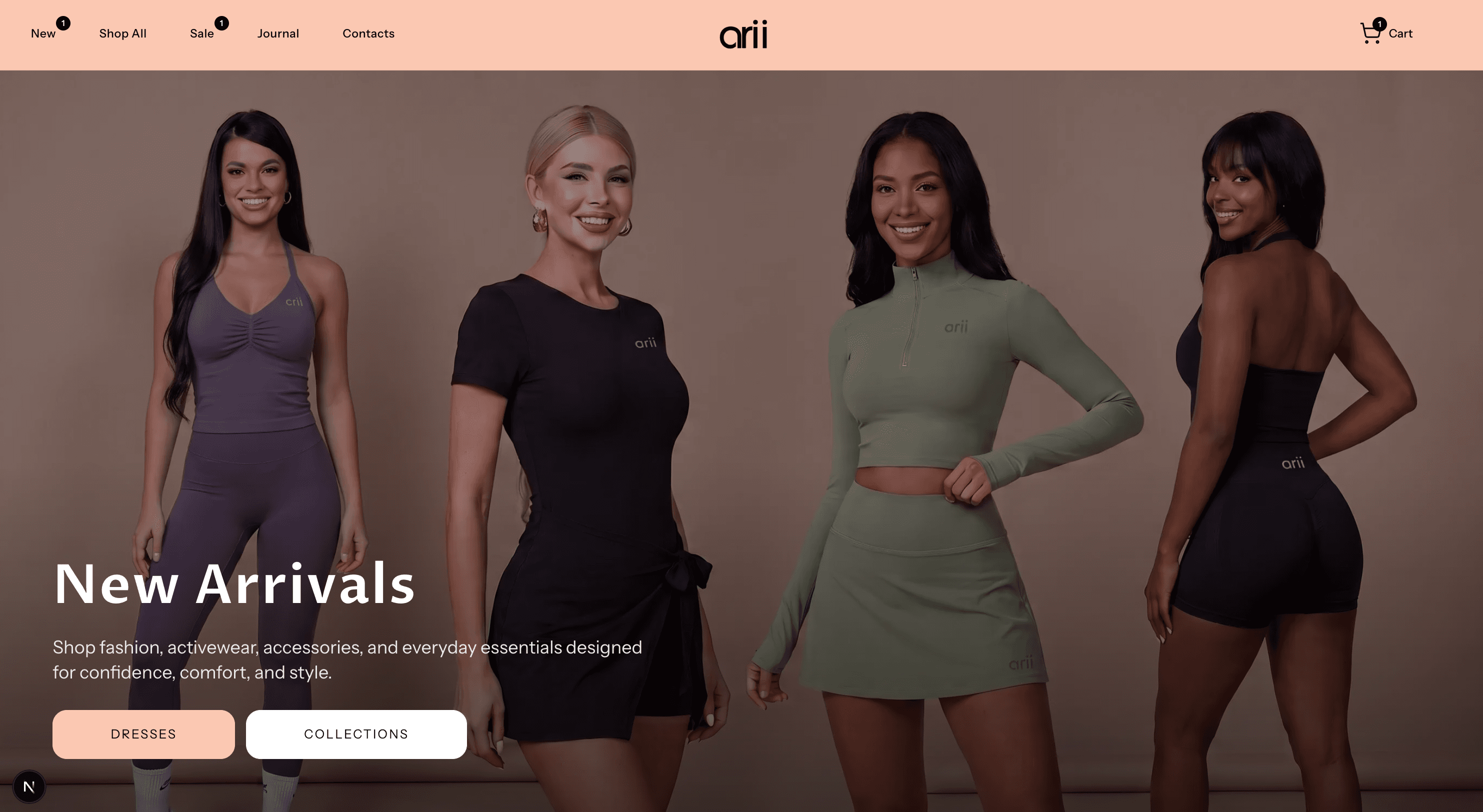 Arii Shop homepage