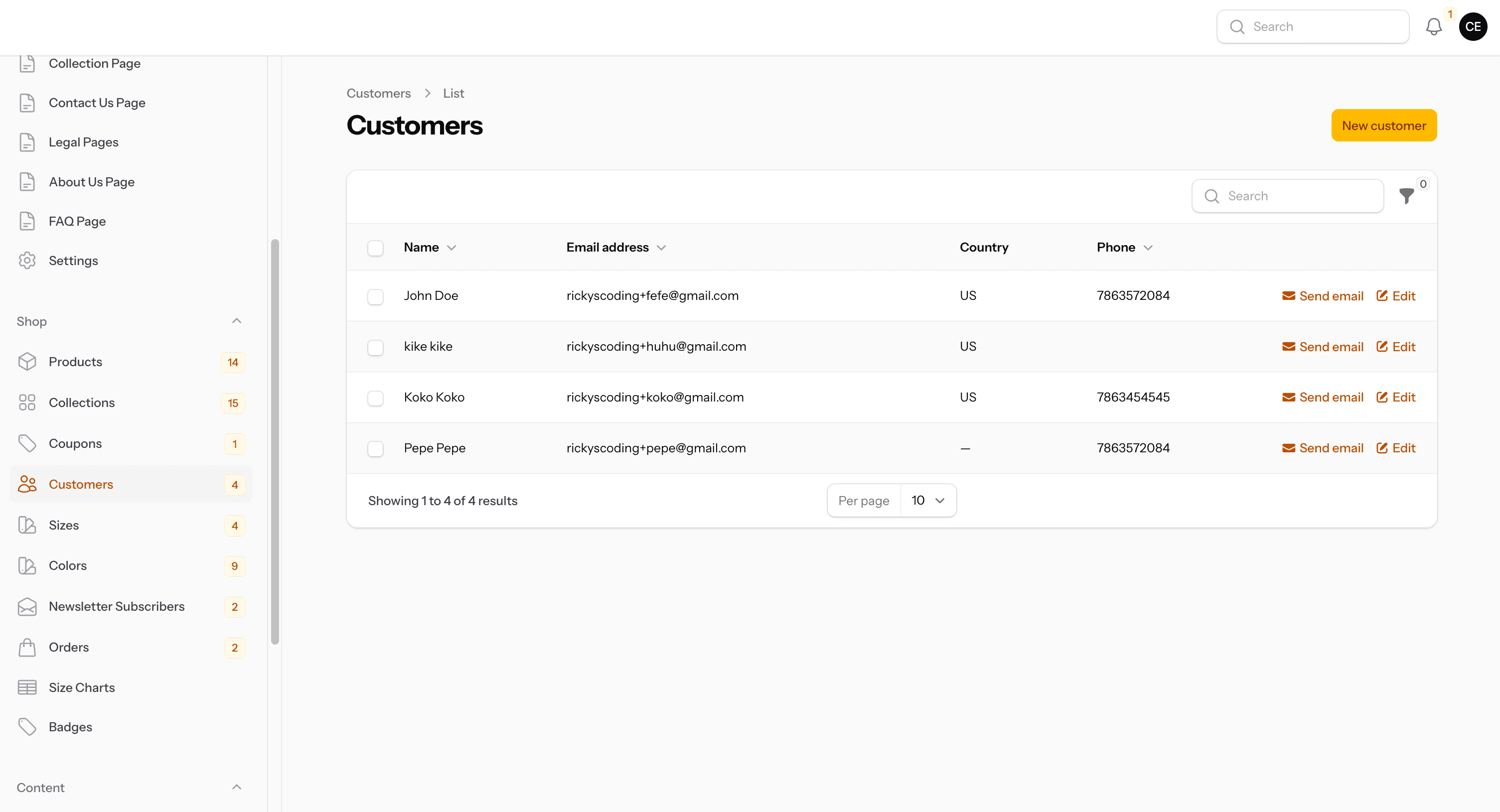 Customer records — order history and account detail in one view.